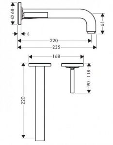 Grifo de lavabo empotrado 225 Citterio Axor - Imagen 2