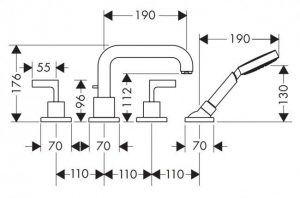 Grifo de bañera 4 agujero repisa Citterio Axor - Imagen 4