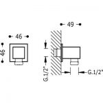 Codo con toma de pared cuadrado (TRES) - Imagen 3