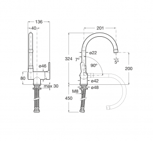 Grifo cocina abatible L20 Roca - Imagen 3