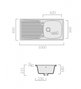 Fregadero Galassia para mueble Eliseo 90 - Imagen 2