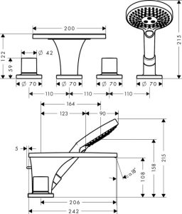 Grifo de bañera de repisa Massaud Axor - Imagen 3