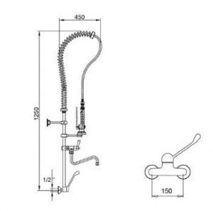 Grifo mural tipo ducha monomando con caño Nofer - Imagen 2