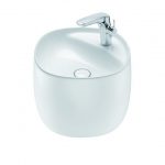 Lavabo Beyond con semi-pedestal integrado Fineceramic