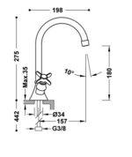 Grifo Clasic Tres bimando para lavabo - Imagen 2